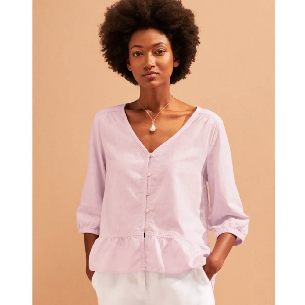 Poetry Hemp & Organic Cotton Pale Lilac Peplum Hem Blouse